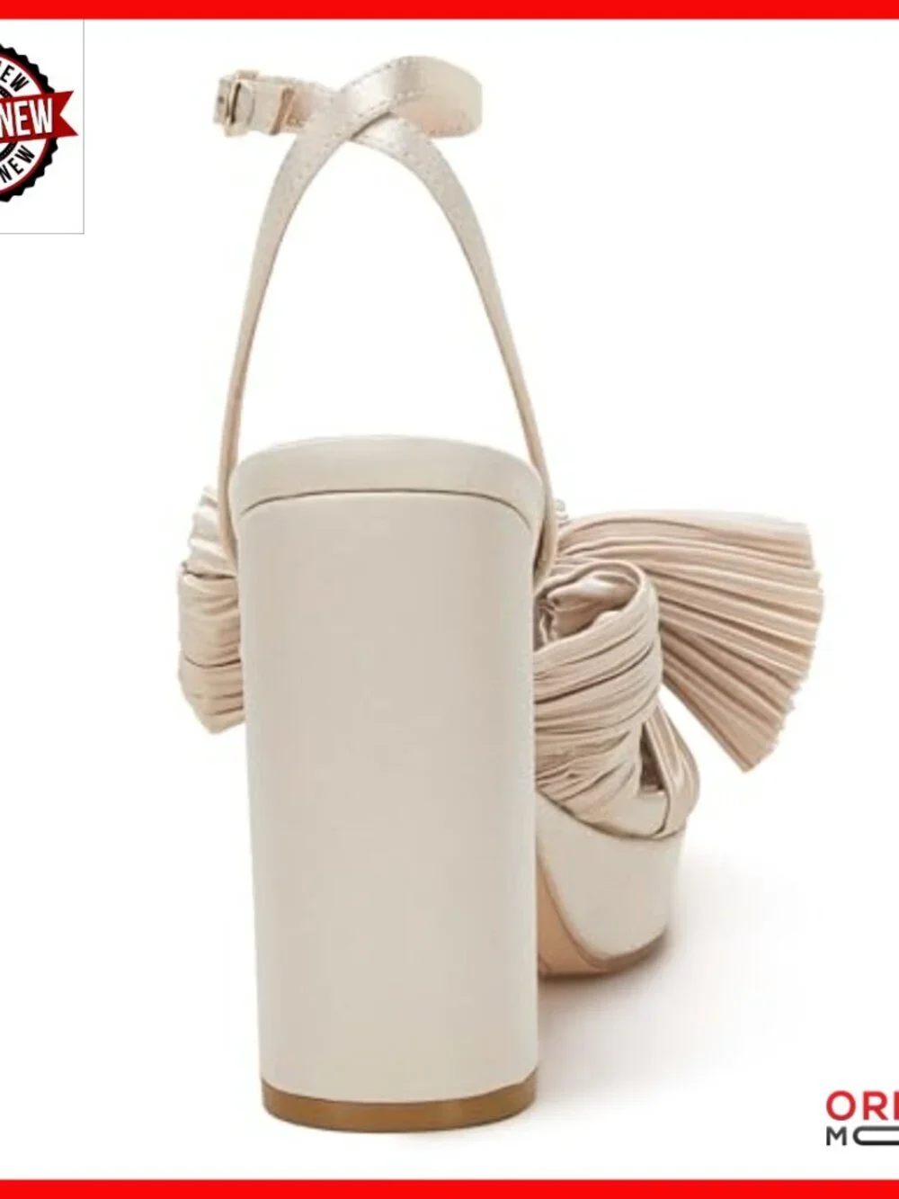 Pleated Bow Knot Platform Heeled Sandals Open Toe Chunky Block Heel Ankle Strap
